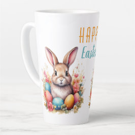 Niedliche Bunny Bunny Colorful Eggs Blume Frohe Os Milchtasse
