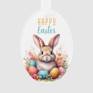 Niedliche Bunny Bunny Colorful Eggs Blume Frohe Os Ornament