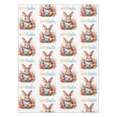 Niedliche Bunny Bunny Colorful Eggs Blume Frohe Os Tischdecke (Vorderseite)
