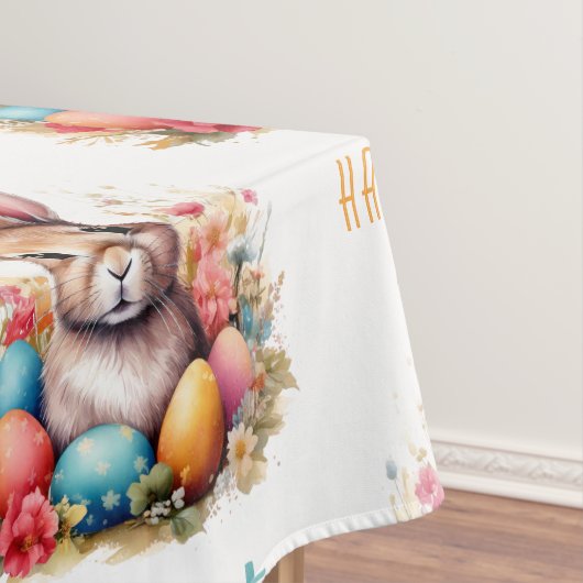 Niedliche Bunny Bunny Colorful Eggs Blume Frohe Os Tischdecke (Beispiel)