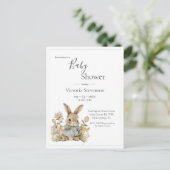 Niedliche Bunny Bunny Rabbit Floral Baby Dusche Ei Postkarte (Stehend Vorderseite)