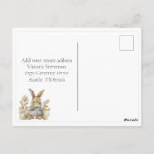 Niedliche Bunny Bunny Rabbit Floral Baby Dusche Ei Postkarte (Rückseite)