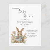 Niedliche Bunny Bunny Rabbit Floral Baby Dusche Ei Postkarte (Vorderseite)