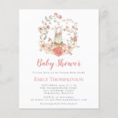 Niedliche Bunny Coral Girl Kinderdusche Einladung (Vorderseite)