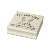 Niedliche Bunny Custom Familienname & Rücksendeadr Gummistempel (Stempel)