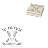Niedliche Bunny Custom Familienname & Rücksendeadr Gummistempel (Stempel)