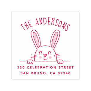 Niedliche Bunny Custom Familienname & Rücksendeadr Permastempel