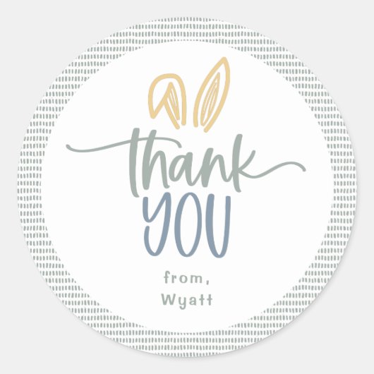 Niedliche Bunny Ears Vielen Dank für den klassisch Runder Aufkleber (Vorderseite)