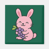 Niedliche Bunny Eating Grapes - Adorable Kitchenet Magnet (Vorne)