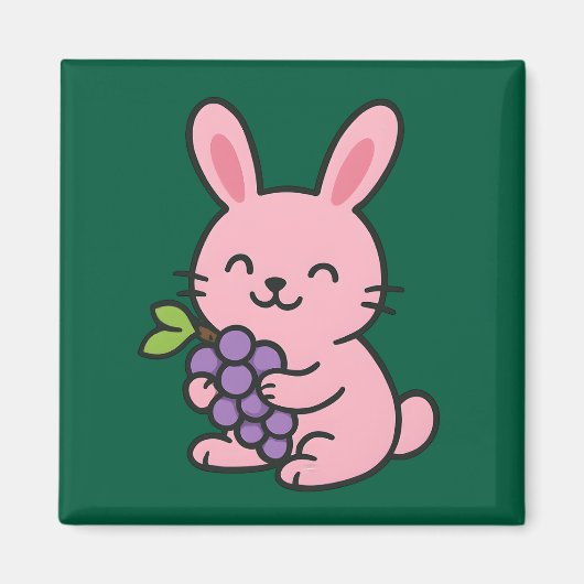 Niedliche Bunny Eating Grapes - Adorable Kitchenet Magnet (Vorne)