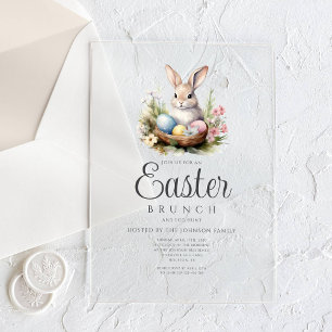 Niedliche Bunny Egg Jour und Osterbrunch Acryleinladungen
