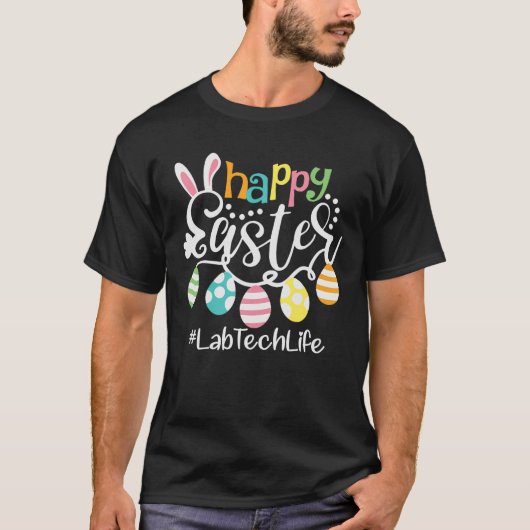 Niedliche Bunny Eggs Happy Oaster Labrador Tech La T-Shirt (Vorderseite)