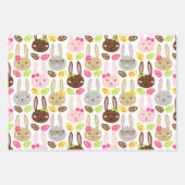 Niedliche Bunny Eggs Muster Frohes Ostern Geschenkpapier Set (Vorderseite 2)