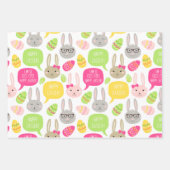 Niedliche Bunny Eggs Muster Frohes Ostern Geschenkpapier Set (Vorderseite)