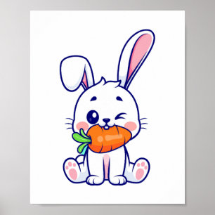Niedliche Bunny Face Floral Glasses Headband Happy Poster