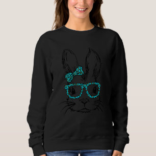Niedliche Bunny Face Green Buffalo Karierte Brille Sweatshirt