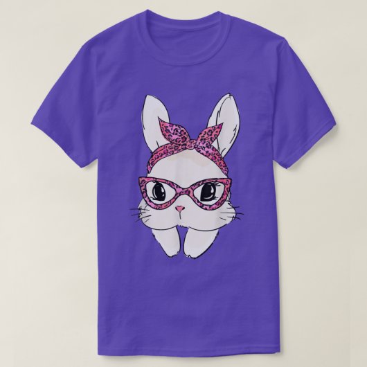 Niedliche Bunny Face Headband Leopard Print Glasse T-Shirt (Design vorne)