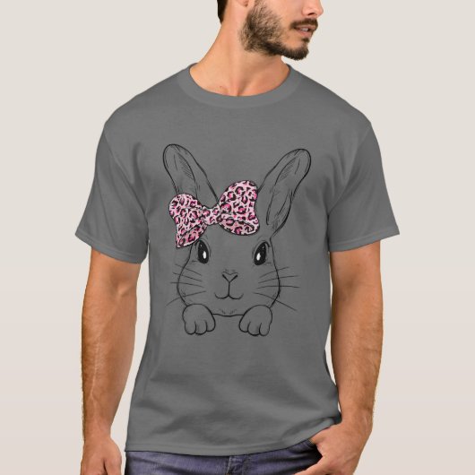 Niedliche Bunny Face Leopard Druckbrille EASTER Fr T-Shirt (Vorderseite)