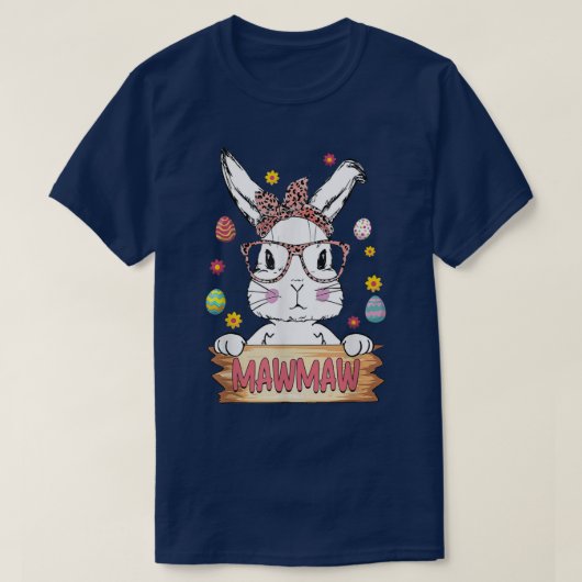 Niedliche Bunny Face Leopard Druckbrille Mawmaw Ea T-Shirt (Design vorne)