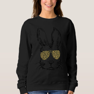 Niedliche Bunny Face Leopard Druckbrille Osterfrau Sweatshirt
