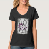 Niedliche Bunny Face Leopard Druckgläser Osterkum T-Shirt (Vorderseite)