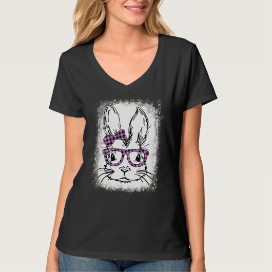 Niedliche Bunny Face Leopard Druckgläser Osterkum T-Shirt (Vorderseite)