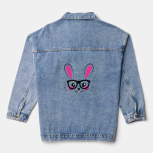 Niedliche Bunny Face Osterfest Sonniges Kaninchen Jeansjacke