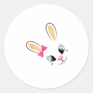 Niedliche Bunny Face Osterfest Sonniges Kaninchen Runder Aufkleber