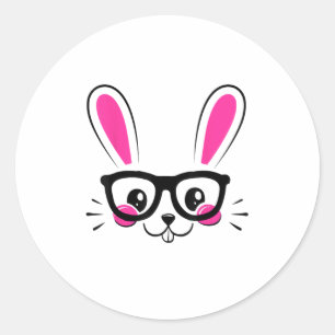 Niedliche Bunny Face Osterfest Sonniges Kaninchen Runder Aufkleber