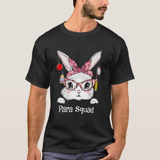 Niedliche Bunny Face Para Squad Leopard Ostern Mat T-Shirt (Vorderseite)