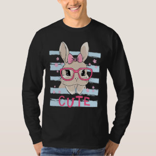 Niedliche Bunny Face Pink Herz Blume Brille Ostern T-Shirt