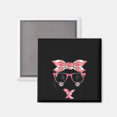 Niedliche Bunny Face Rosa Karierte Muster Gles Hap Magnet (Vorderseite/Rückseite)