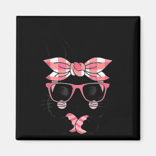 Niedliche Bunny Face Rosa Karierte Muster Gles Hap Magnet