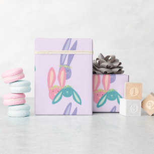 Niedliche Bunny Family und Pastellfarben Lila Geschenkpapier