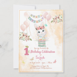 Niedliche Bunny First Birthday Einladungskarte Einladung