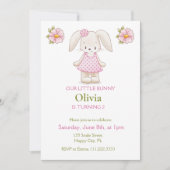 Niedliche Bunny Girl Geburtstagsparty Rosa Einladu Einladung (Vorderseite)
