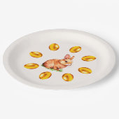 Niedliche Bunny & Golden Ostereier auf Elfenbein Pappteller (Schrägansicht)