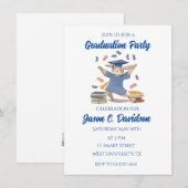 Niedliche Bunny Graduation Party Einladungen Blau (Vorne/Hinten)