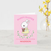 Niedliche Bunny Grandtochter Personalisiert Ostern Karte (Gelbe Blume)