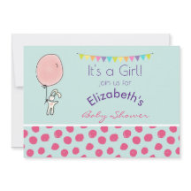 Niedliche Bunny Holding a Balloon Baby Shower Einl