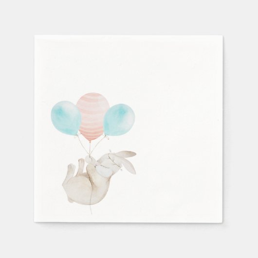 Niedliche Bunny Holloons Papier Napkin Serviette (Vorderseite)