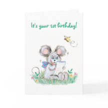 Niedliche Bunny Kids First Birday Card