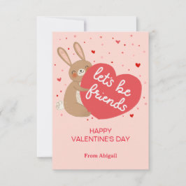 Niedliche Bunny Kids-Klasse Valentine Note Card Einladung