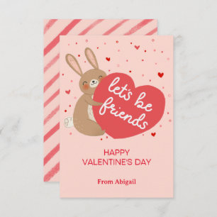 Niedliche Bunny Kids-Klasse Valentine Note Card Einladung
