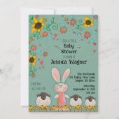 Niedliche Bunny Lambs Daisies Baby Unisex Einladung (Vorderseite)