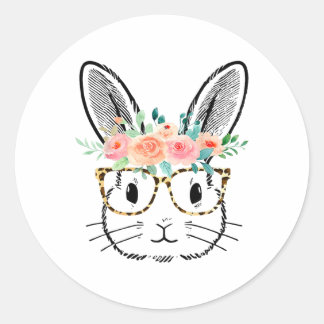 Niedliche Bunny Leopard Blume Girls Girls - Girls  Runder Aufkleber