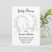 Niedliche Bunny Mama- und Baby-Dusche Einladung (Stehend Vorderseite)