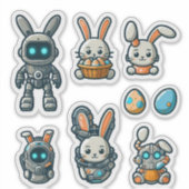 Niedliche Bunny Oaster Futuristic Stickers Aufkleber (Vorderseite)