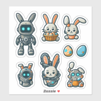 Niedliche Bunny Oaster Futuristic Stickers Aufkleber