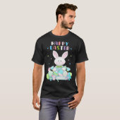 Niedliche Bunny Pastel Spring Eggs Hunt Rabbit Hap T-Shirt (Vorne ganz)